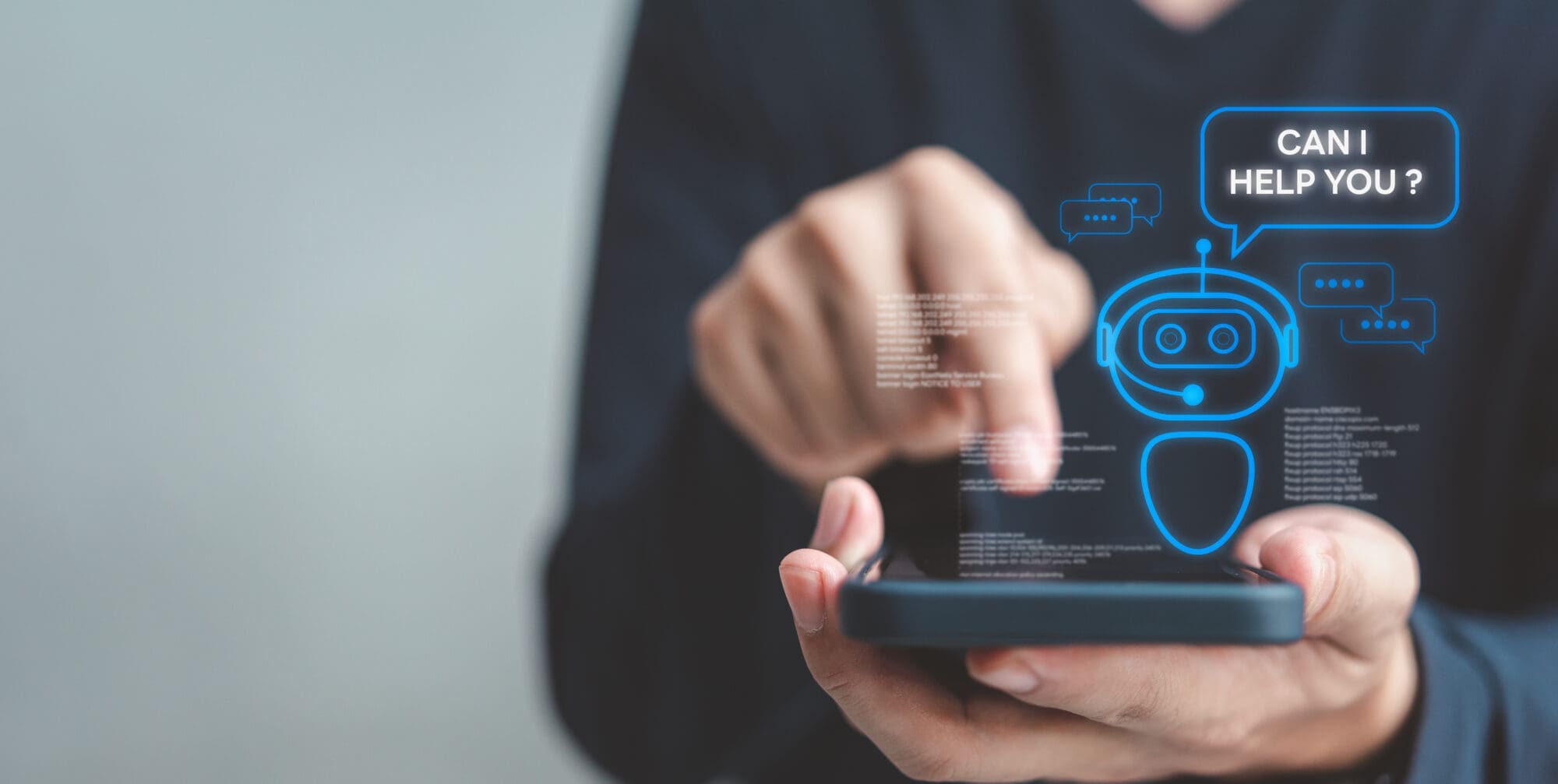 Chatbot conversation Ai Artificial Intelligence technology online customer service.Digital chatbot, robot application, OpenAI generate. Futuristic technology Virtual assistant on internet